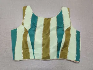 50X880-RO Off-White Silk Designer Saree Blouse with Two-Tone Color And Dori Ties