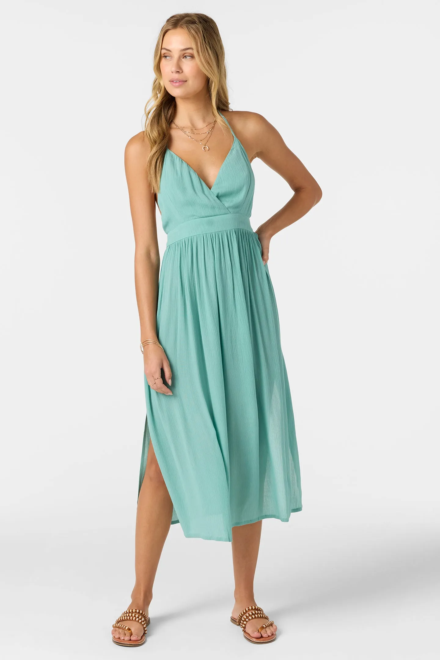 ANNALISA SOLID MIDI DRESS