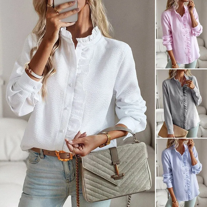 AURORA™ - RUFFLE LONG SLEEVE SHIRT
