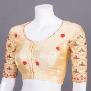 Beige Aari Embroidered Silk Blouse 10068940