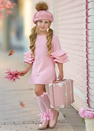 Best Pick Pink Tiered Sleeve Dress