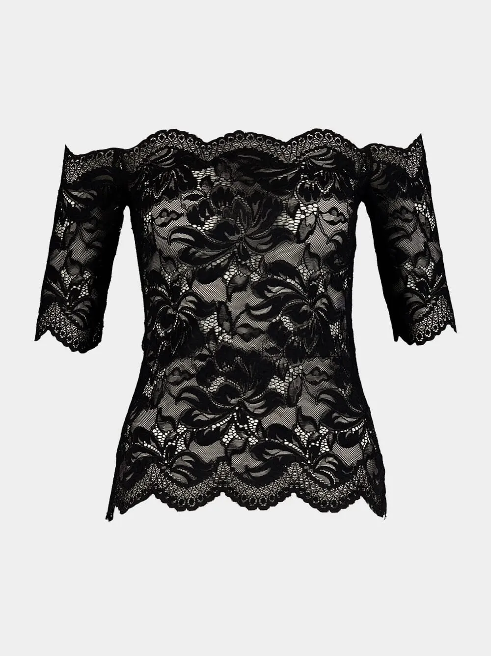 Black Lace Bardot Top