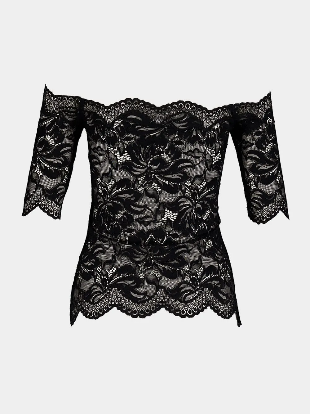 Black Lace Bardot Top