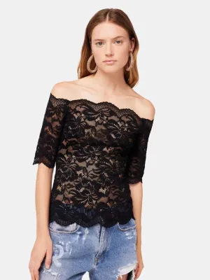 Black Lace Bardot Top