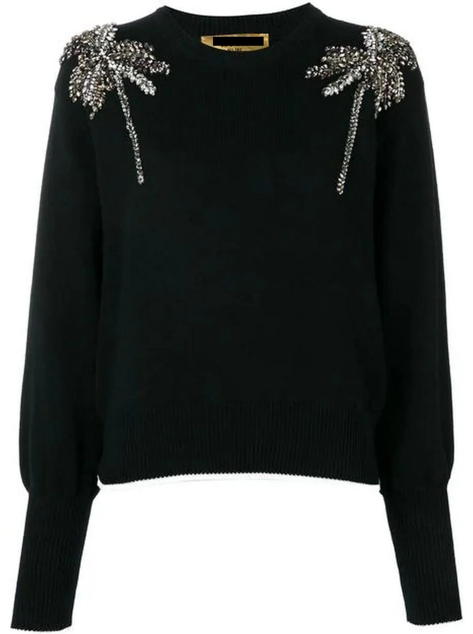 Crystal Embellished Sweater, Black