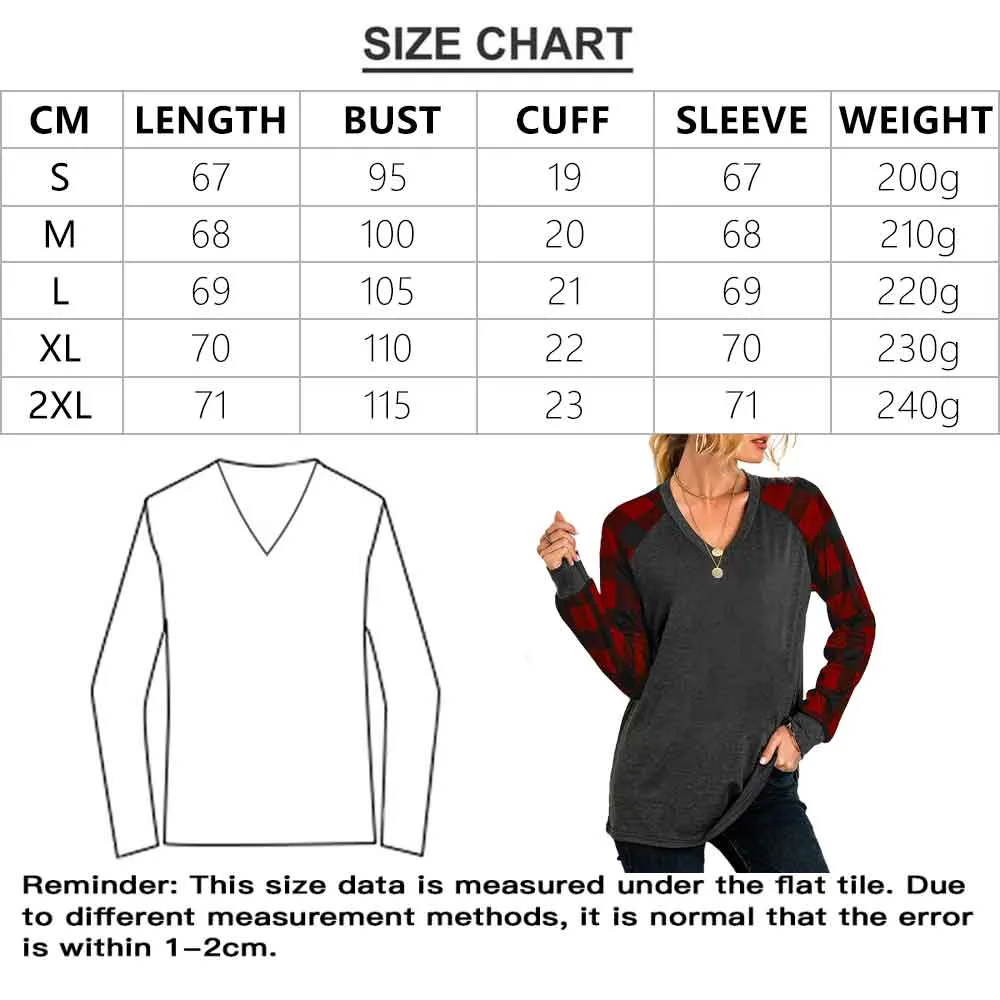 Custom Name V-neck Tops Design Merry Christmas Women's Loose Long Sleeve T-shirt