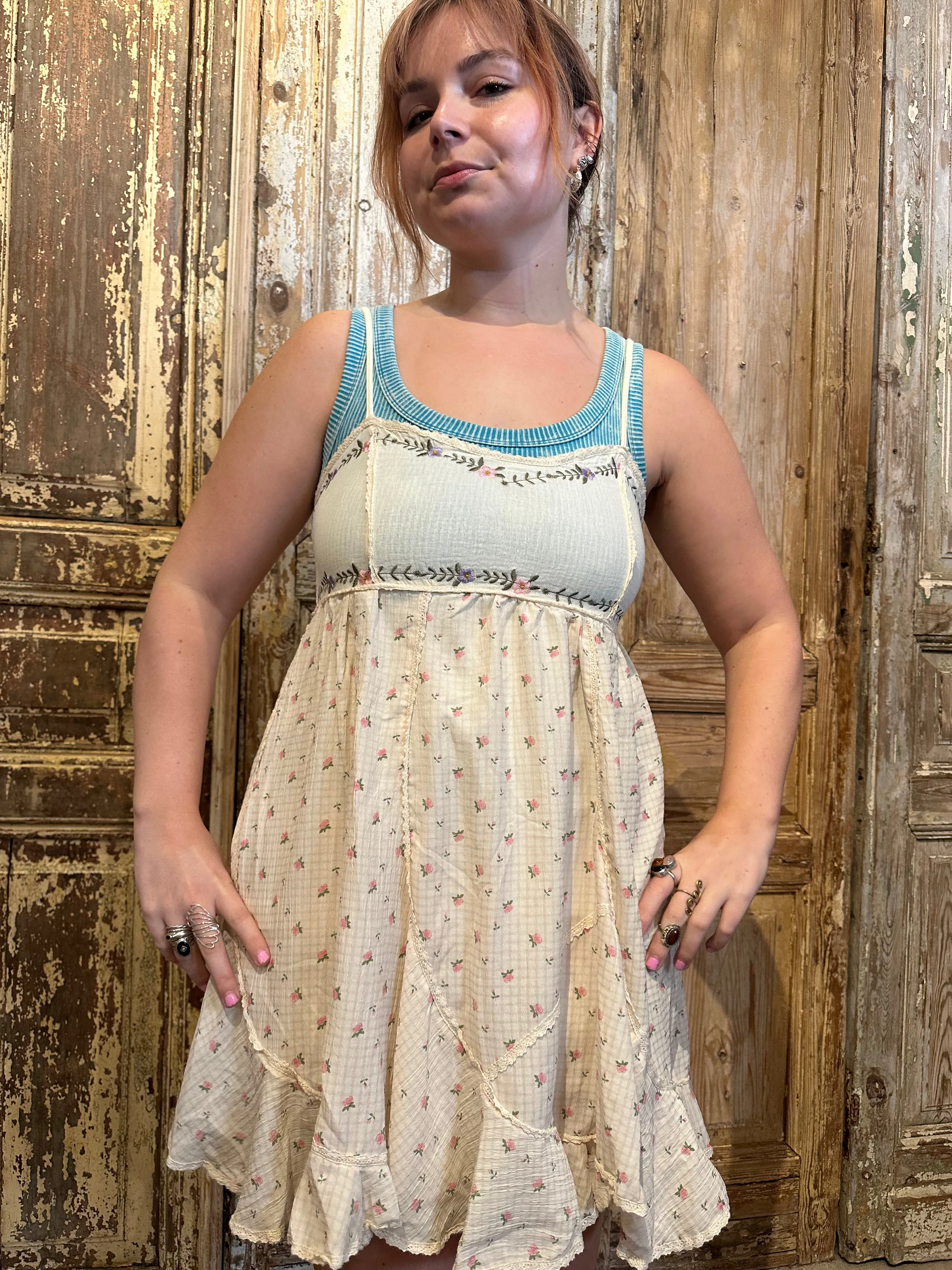Dainty Floral Embroidered Dress