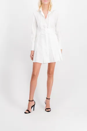 Eco poplin pleated summer mini dress
