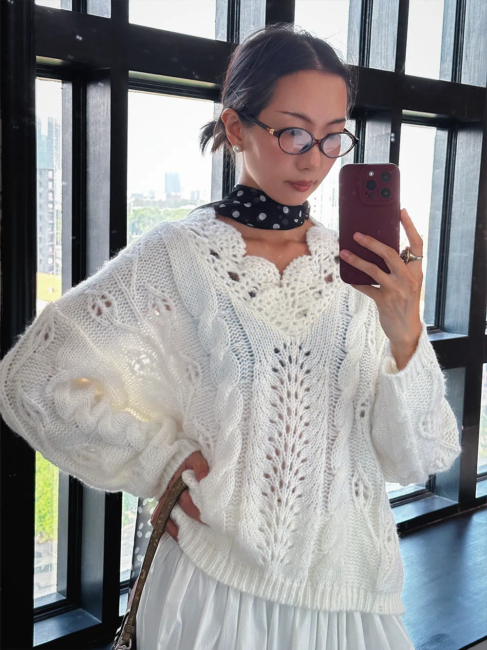 Embroidery White Sweater