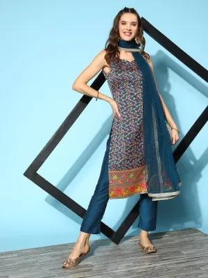 Ethnic Motifs Gotta Patti Kurta With Trousers & With Dupatta