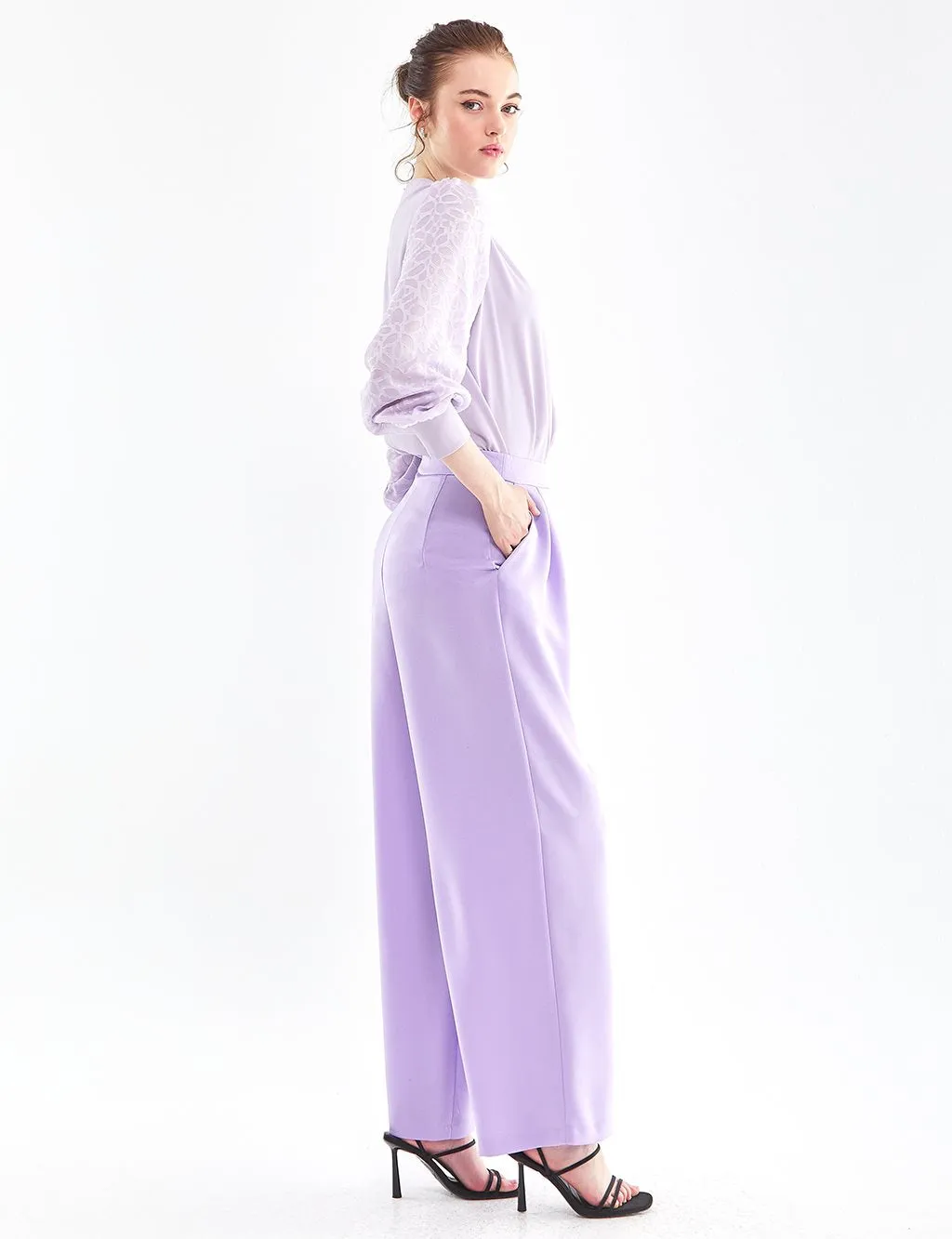 Extra Wide Leg Burgundy Trousers