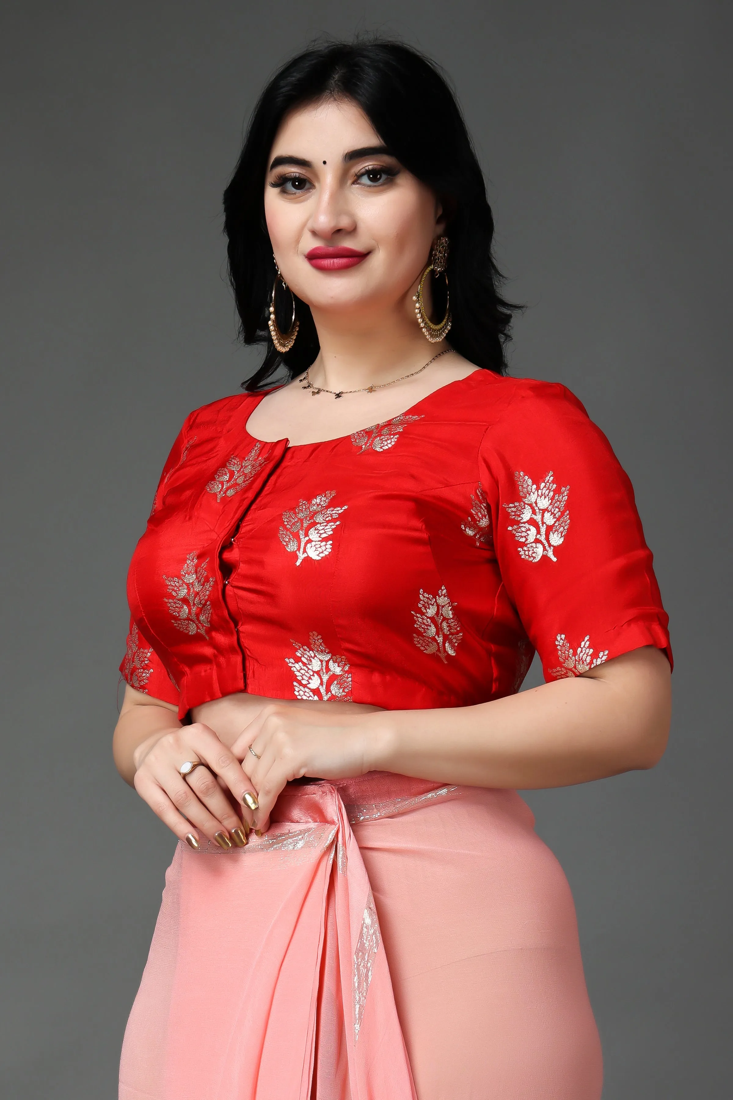 Festive Red Silk Blouse