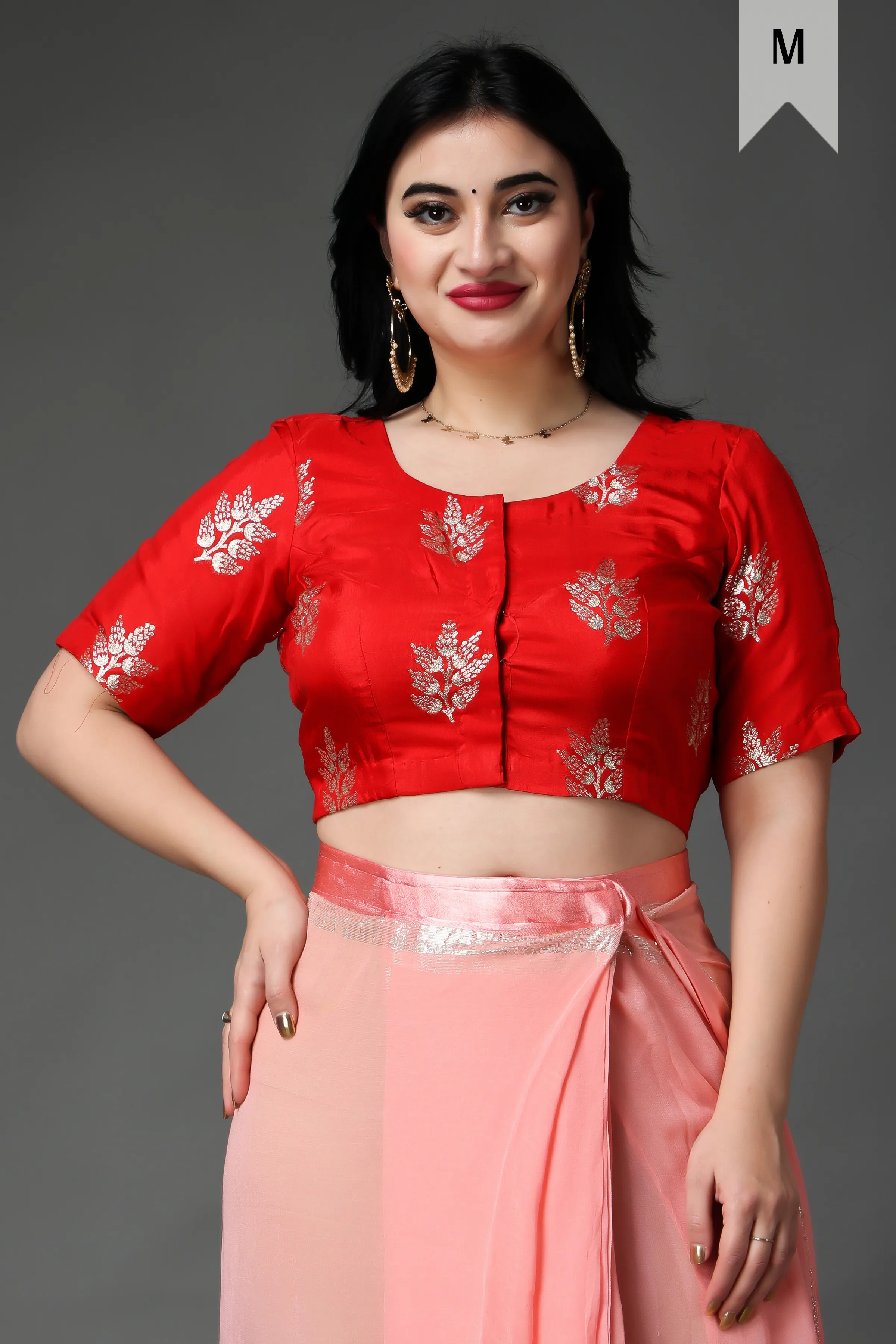 Festive Red Silk Blouse