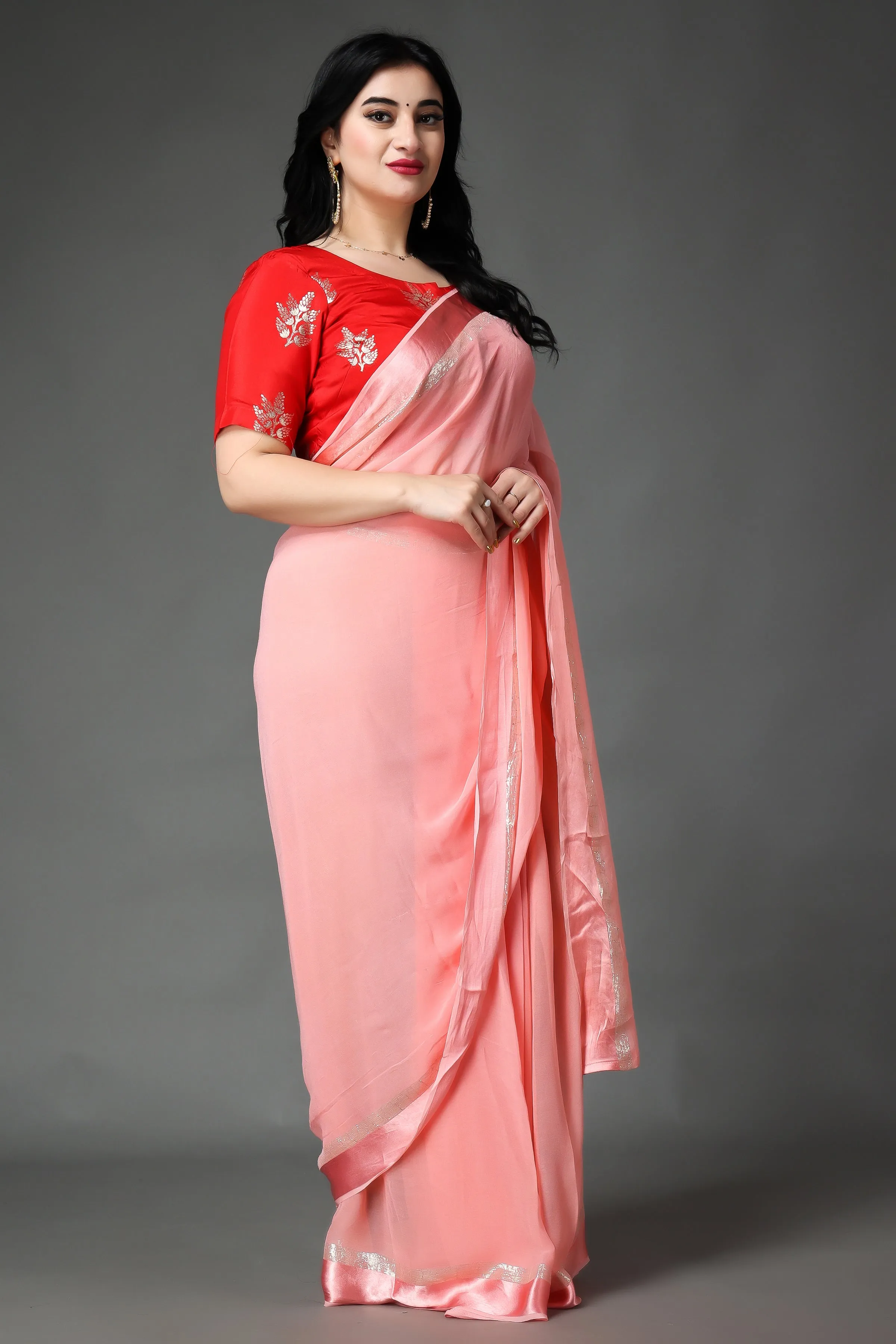 Festive Red Silk Blouse