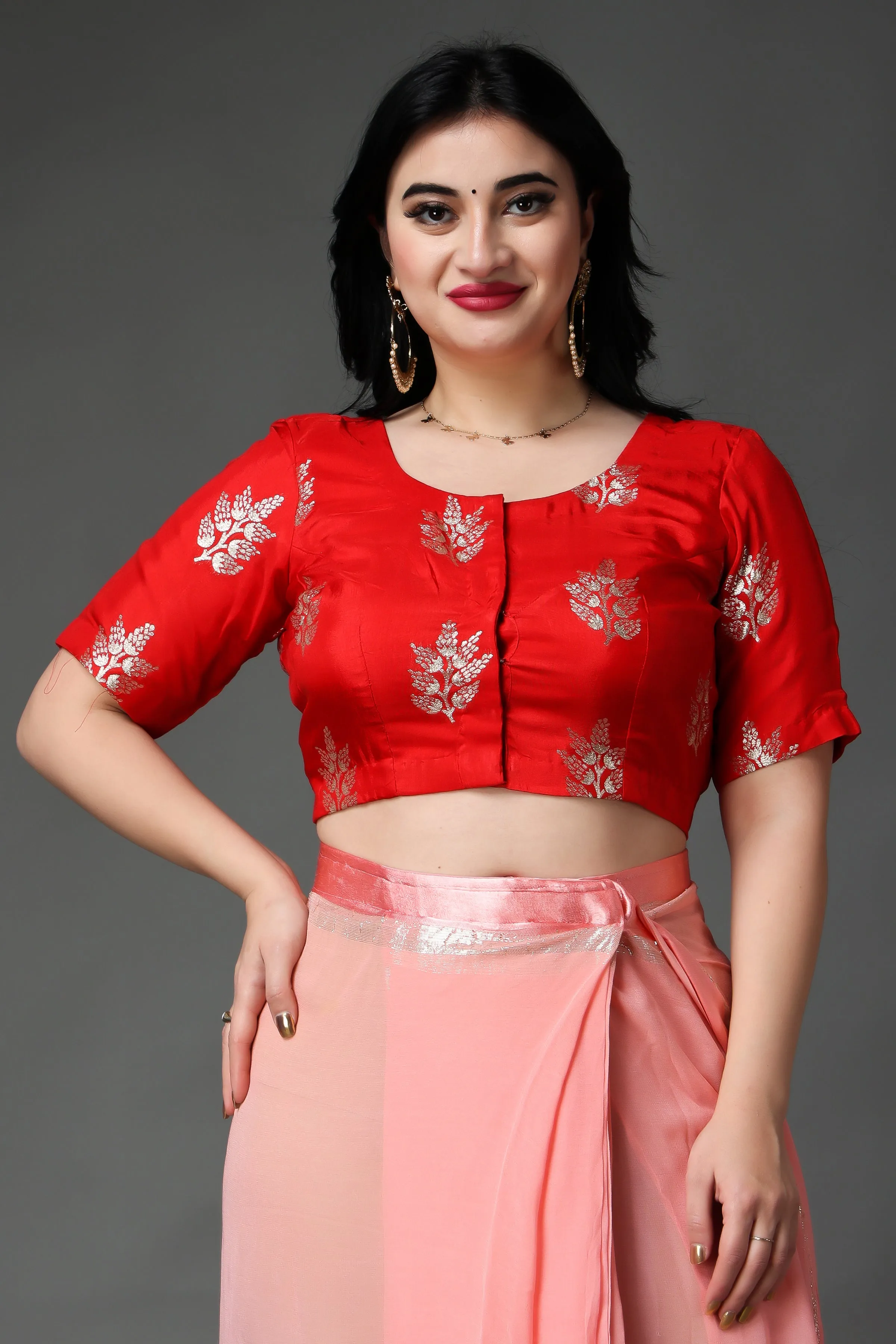 Festive Red Silk Blouse