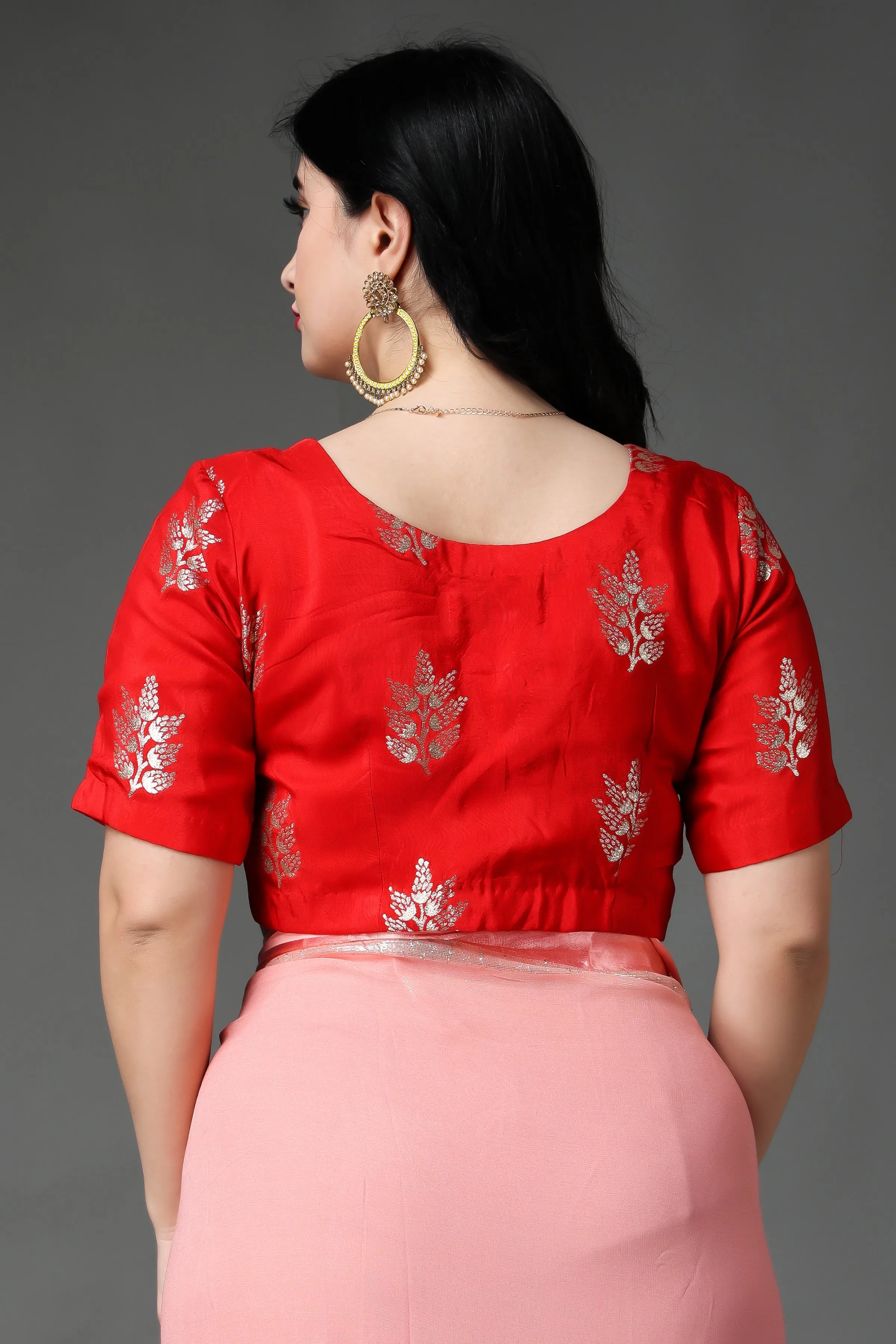 Festive Red Silk Blouse