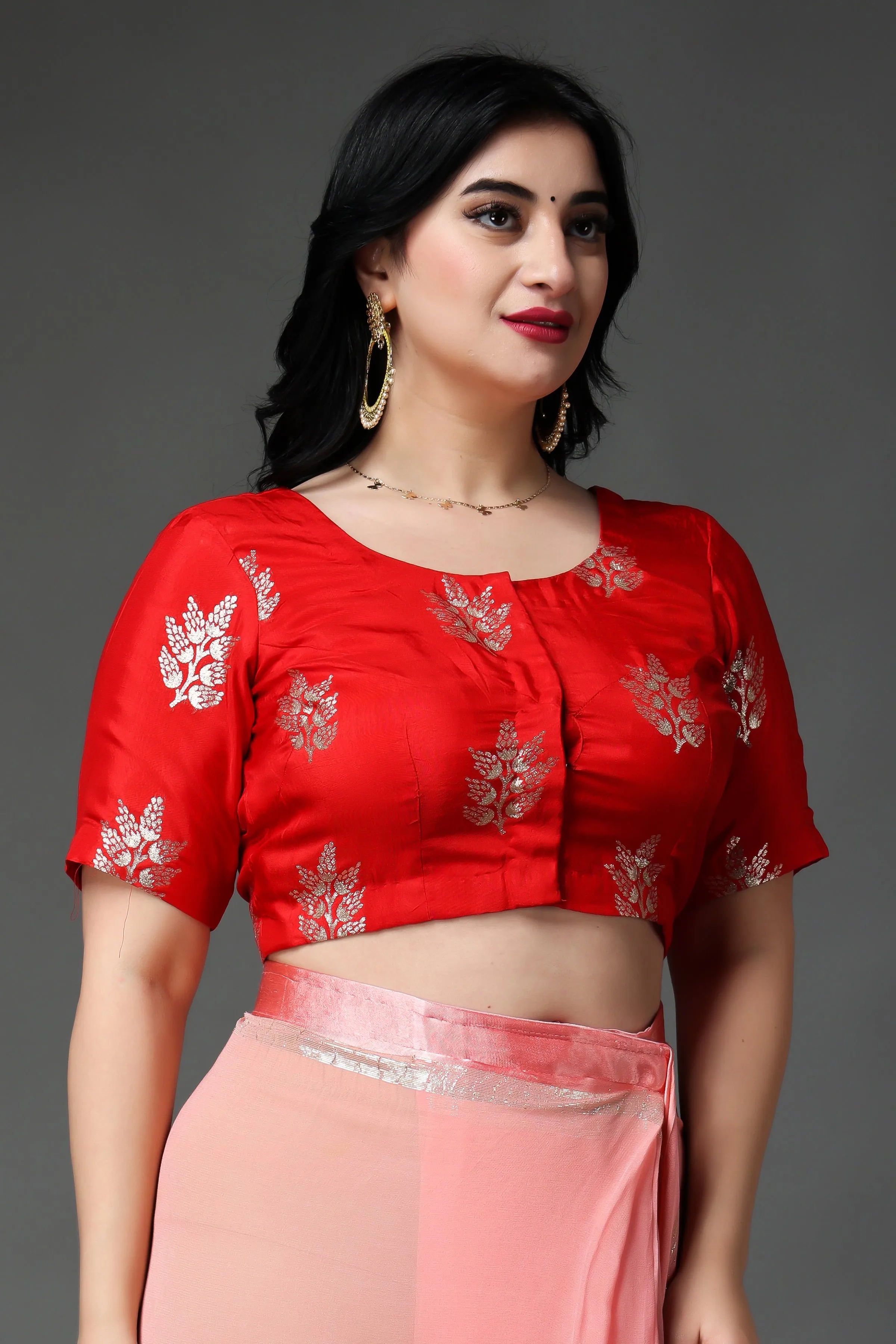 Festive Red Silk Blouse