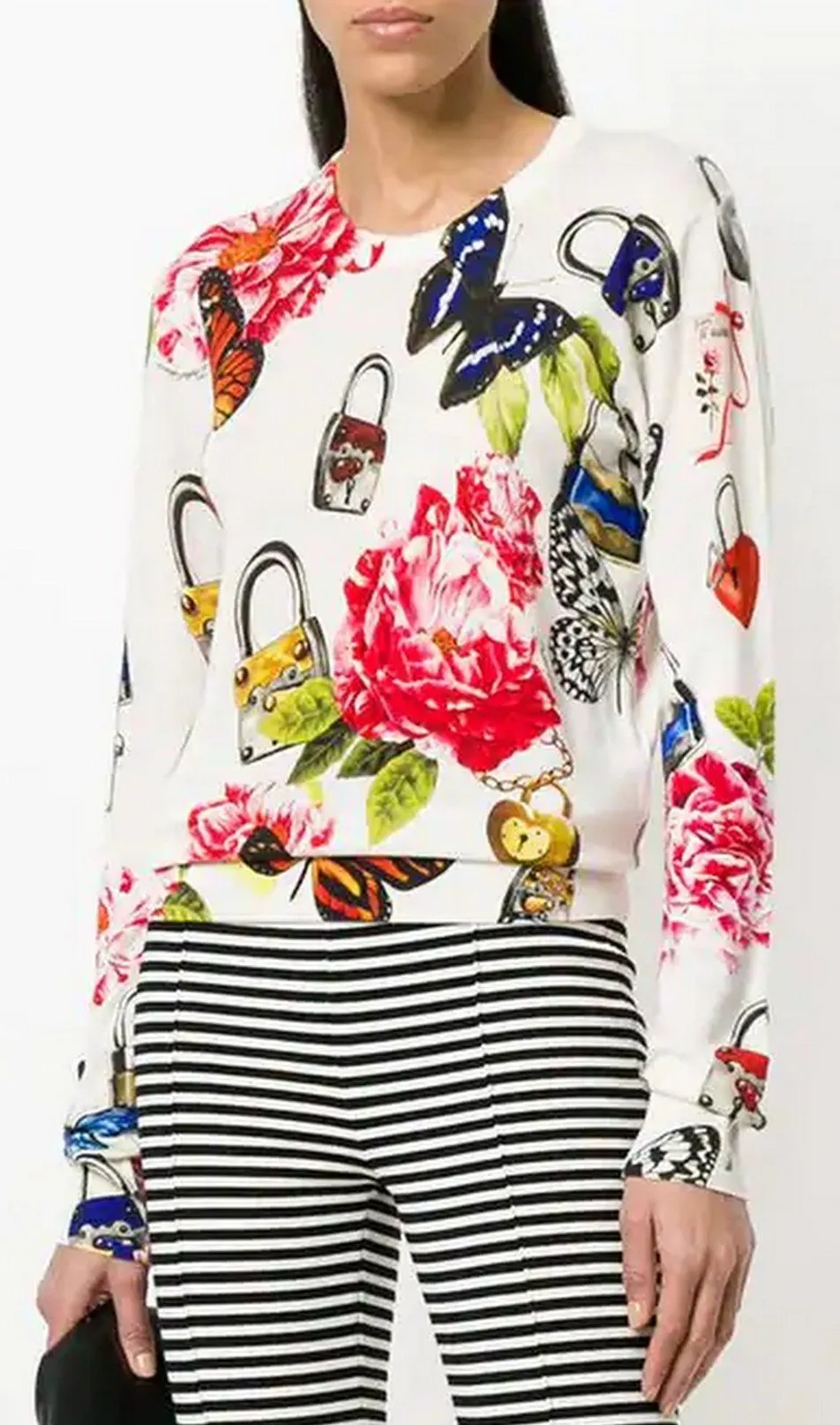 Floral Padlock Print Sweater