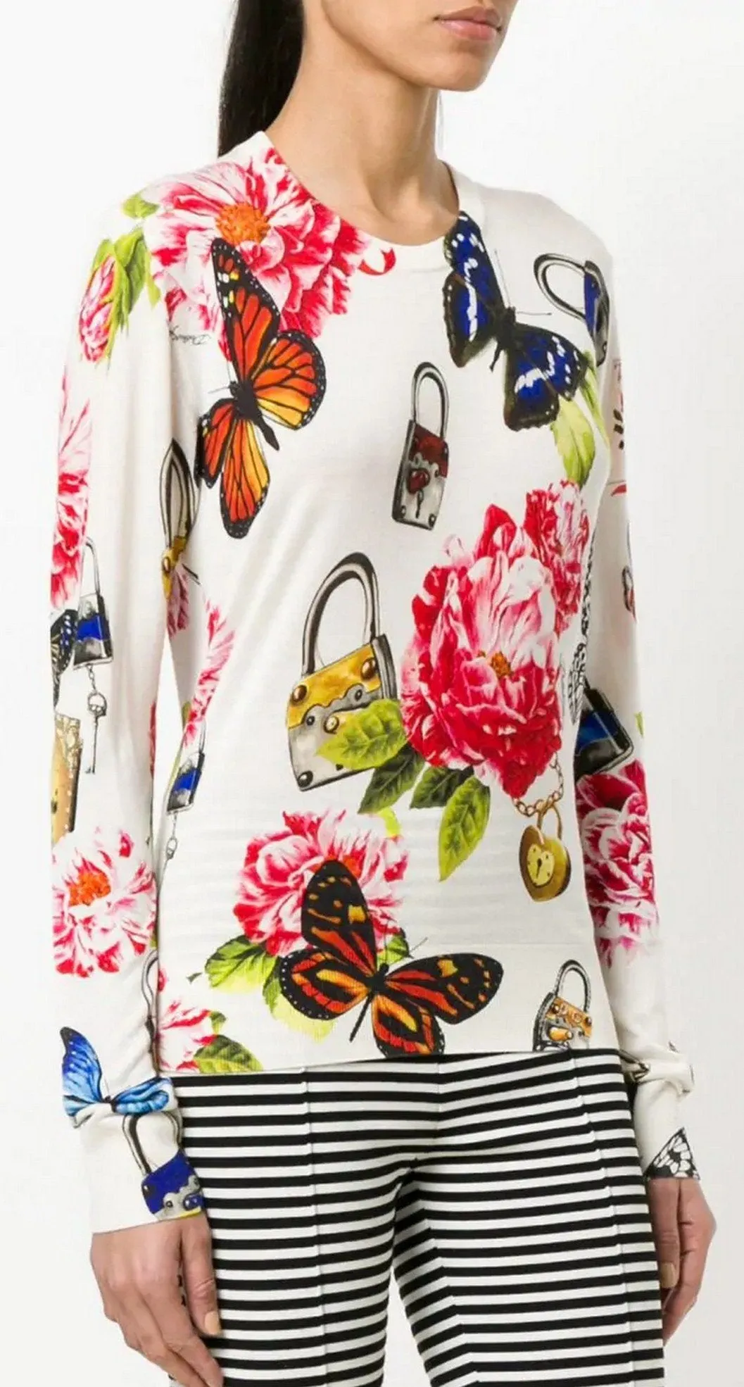 Floral Padlock Print Sweater