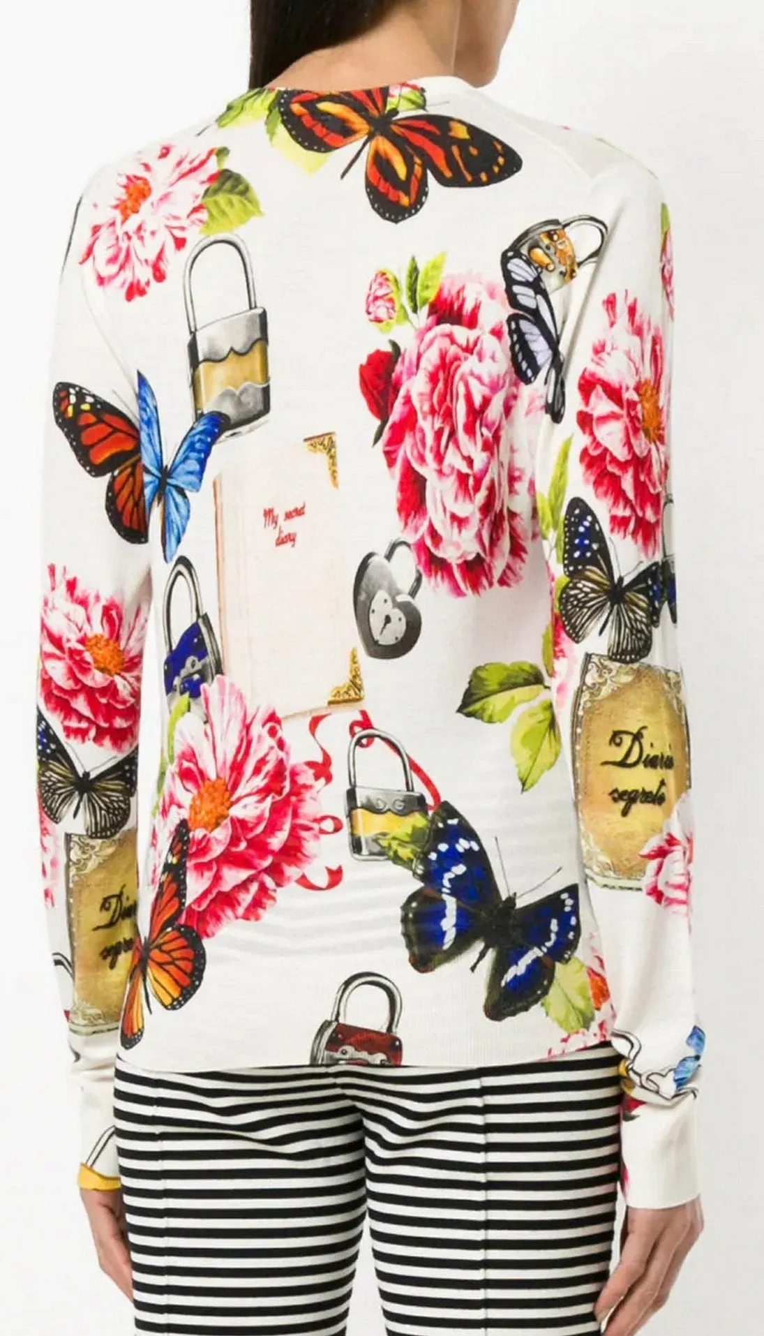 Floral Padlock Print Sweater