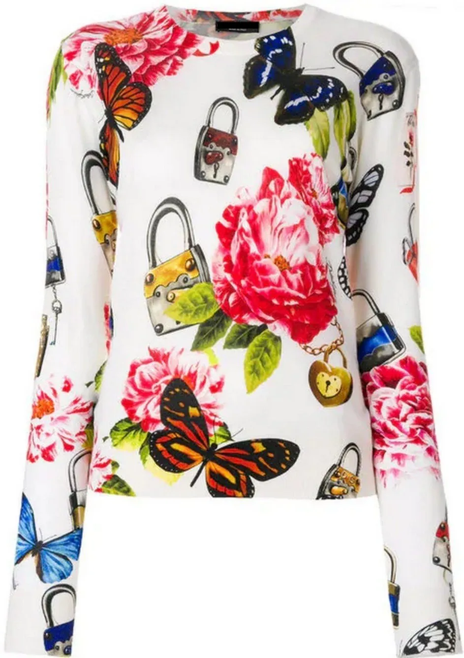Floral Padlock Print Sweater