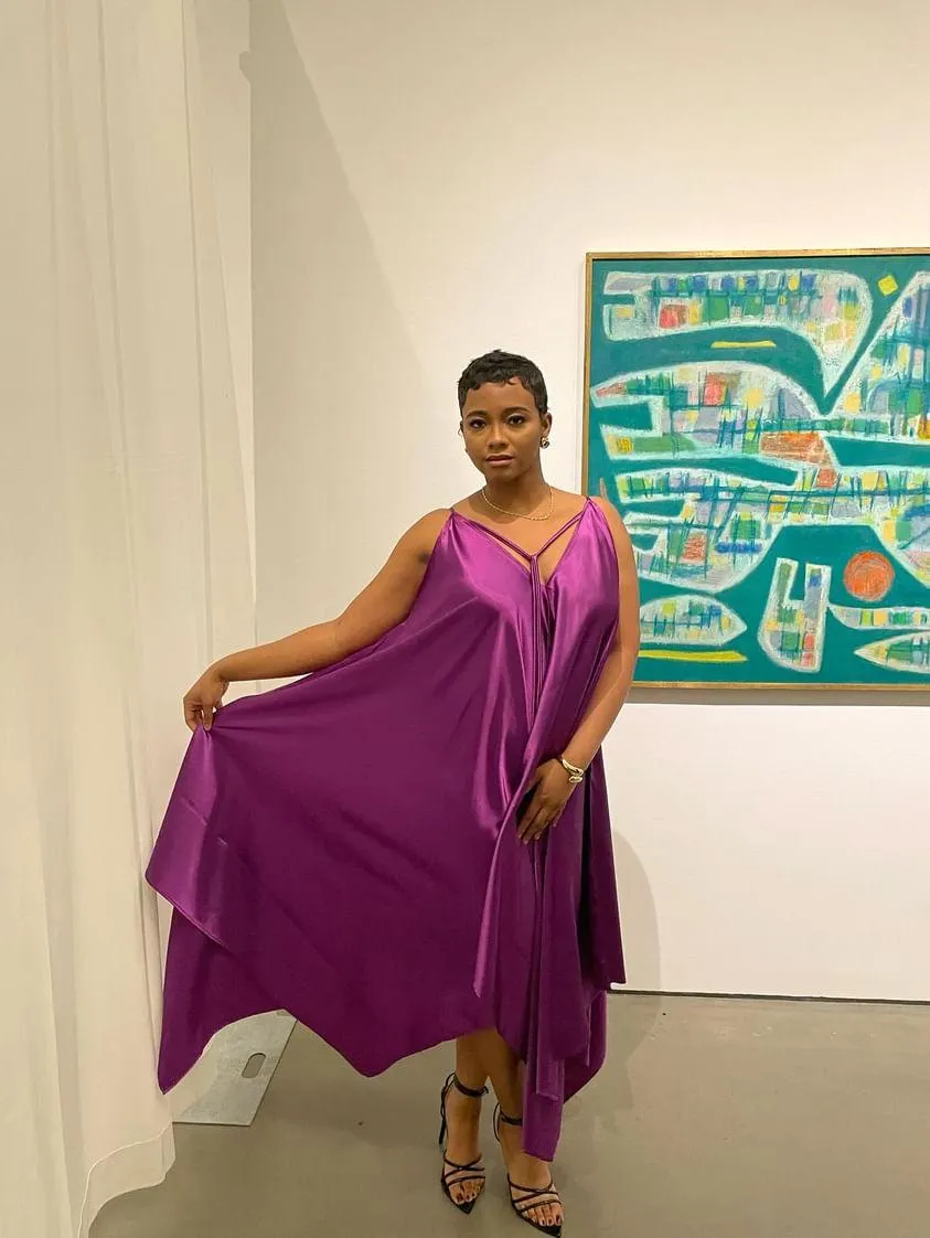 Flow by Tara Davis- Krystal Charmeuse Satin Handkerchief Dress