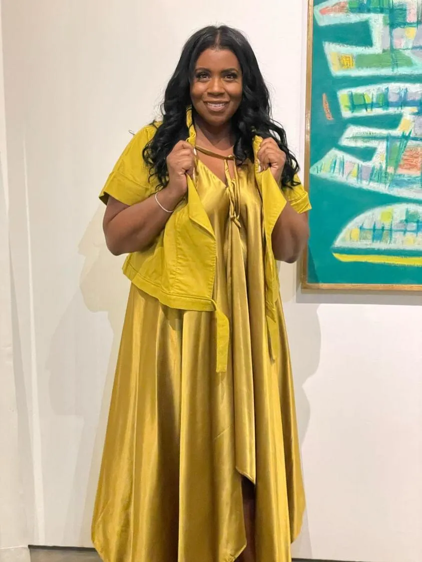 Flow by Tara Davis- Krystal Charmeuse Satin Handkerchief Dress