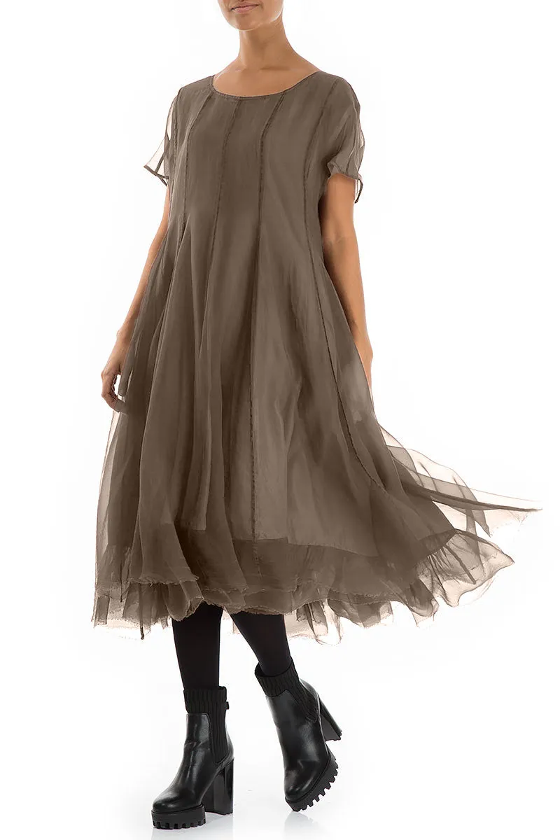 Flowy Silver Sage Silk Chiffon Dress