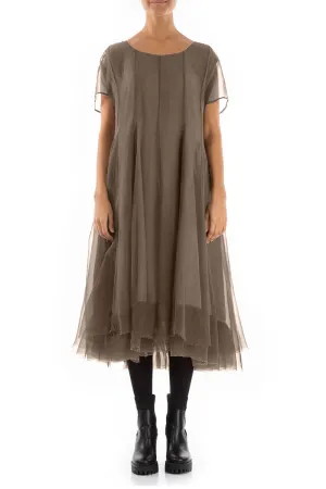 Flowy Silver Sage Silk Chiffon Dress