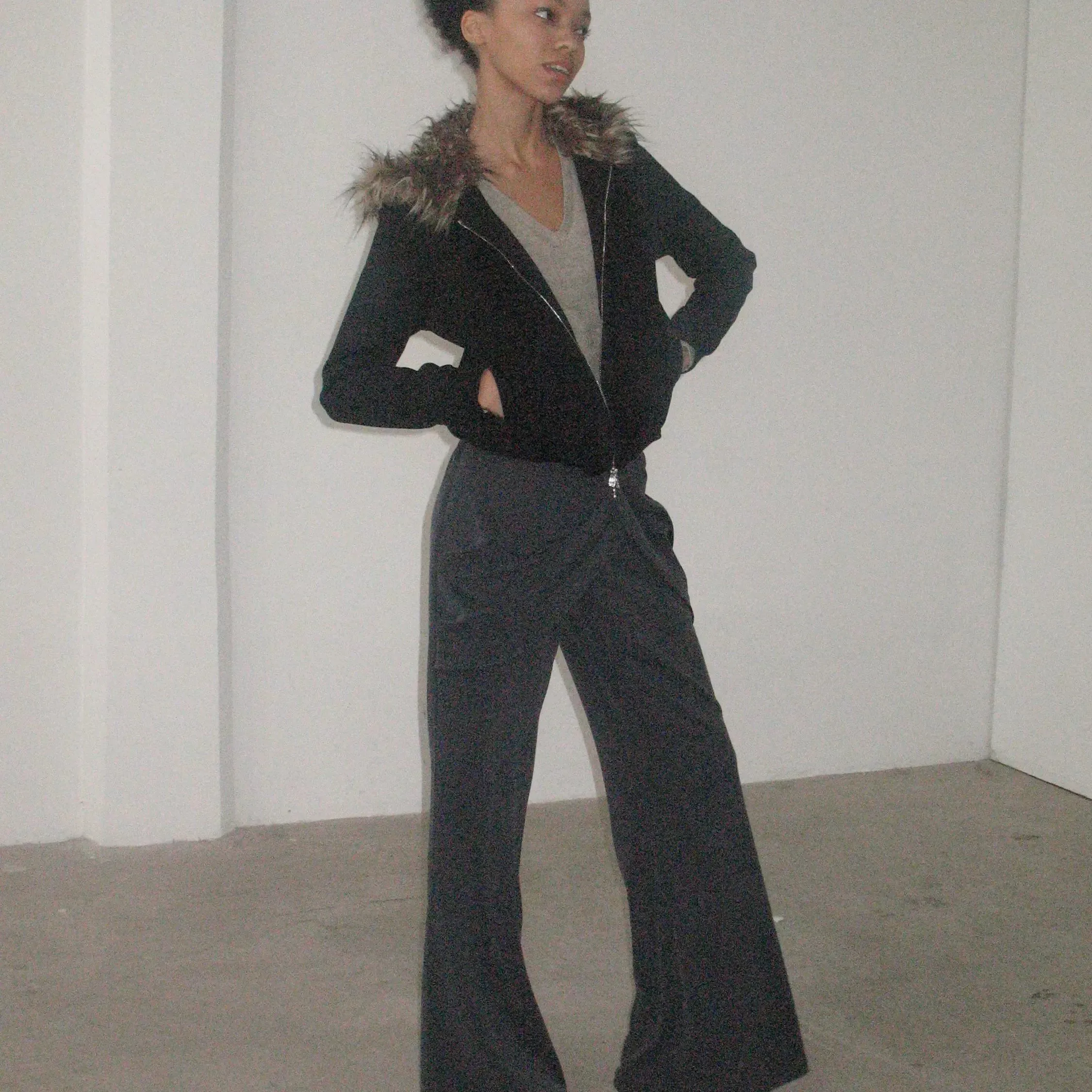 Fluid Draped Wide-Leg Trousers