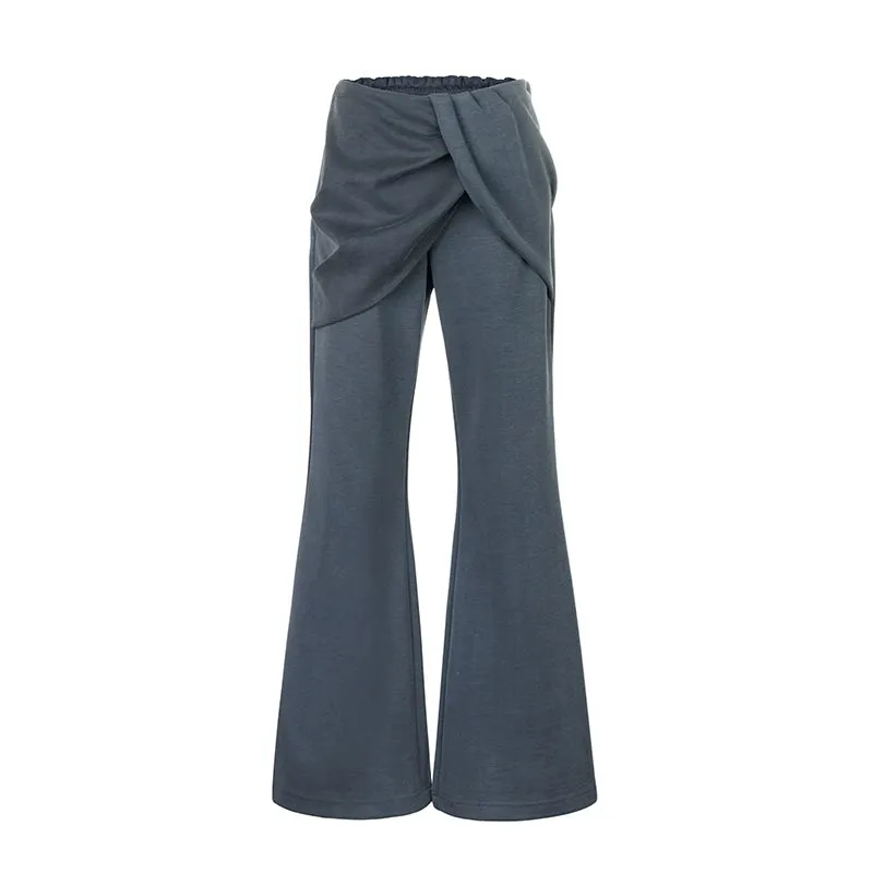 Fluid Draped Wide-Leg Trousers