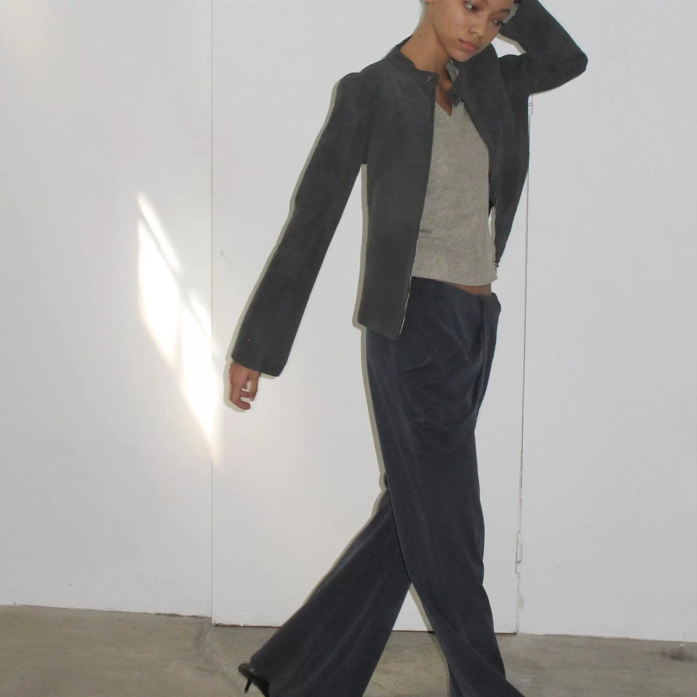 Fluid Draped Wide-Leg Trousers