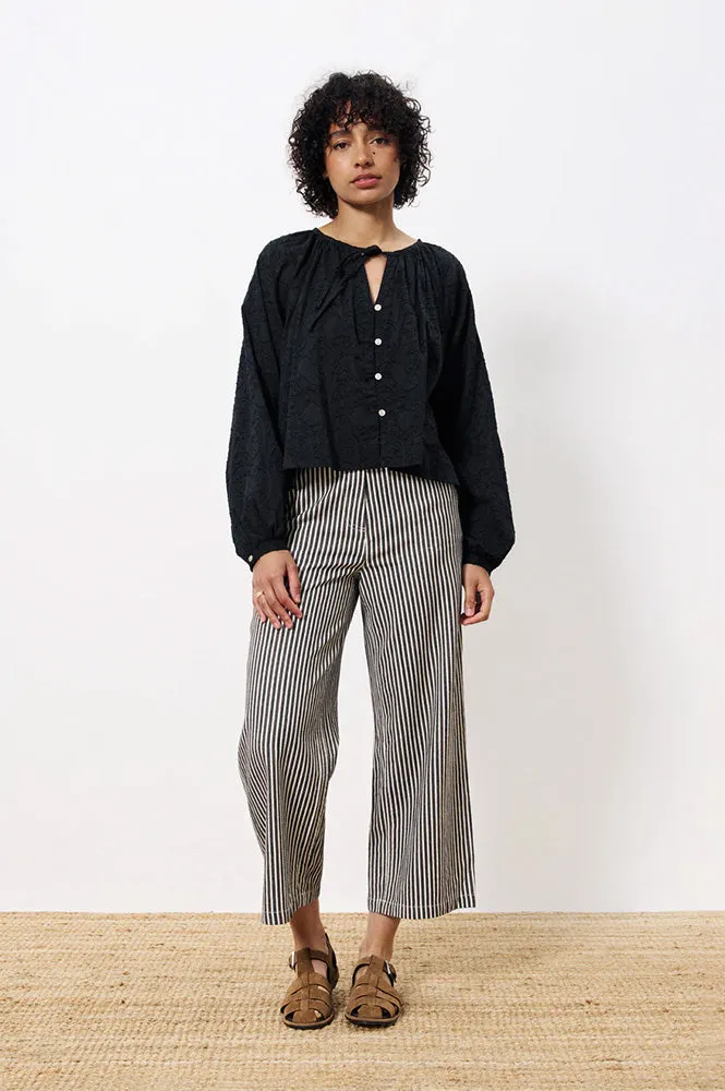 FRNCH Swanne Striped Chocolate Trousers