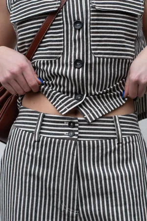 FRNCH Swanne Striped Chocolate Trousers