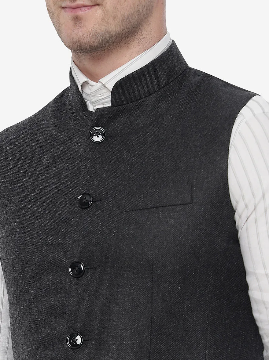 Grenish Black Bandhgala Jacket | JB Studio