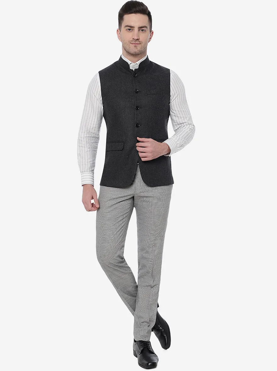 Grenish Black Bandhgala Jacket | JB Studio