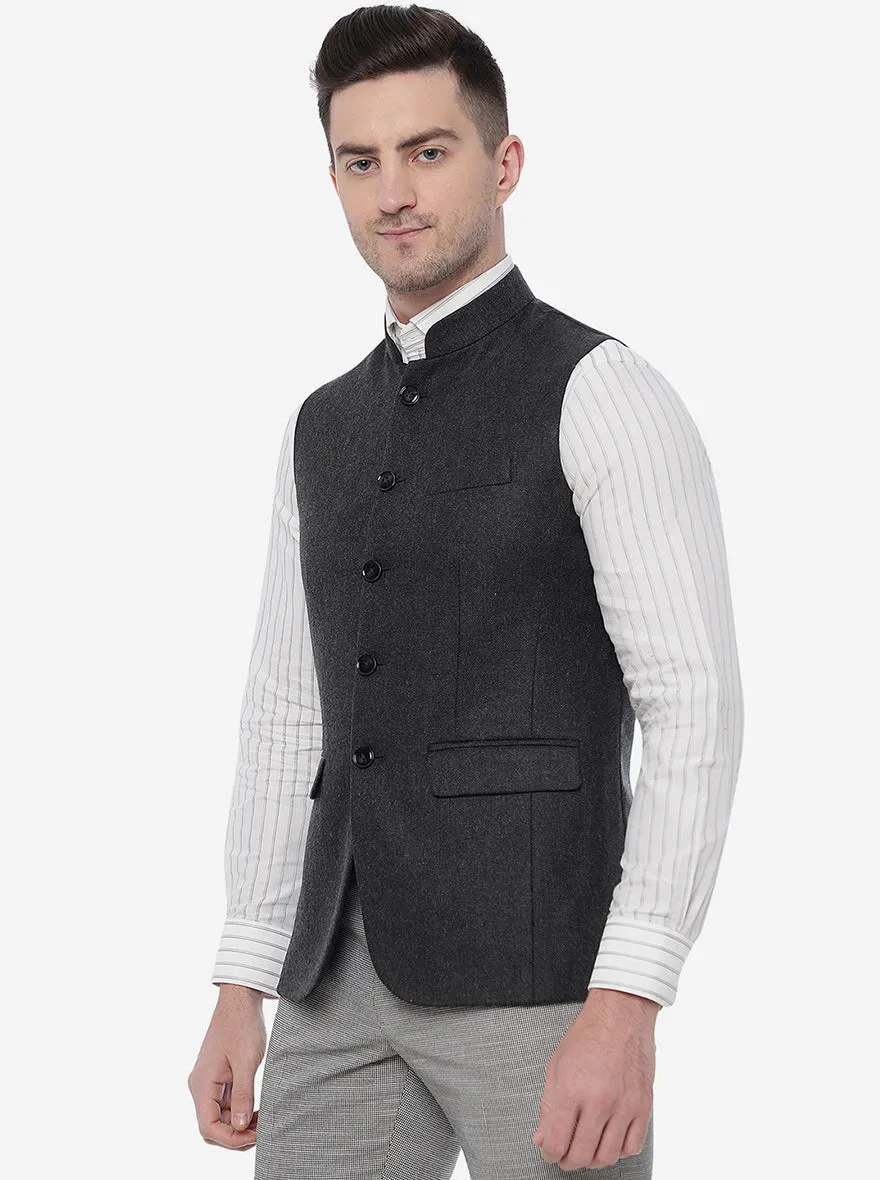 Grenish Black Bandhgala Jacket | JB Studio