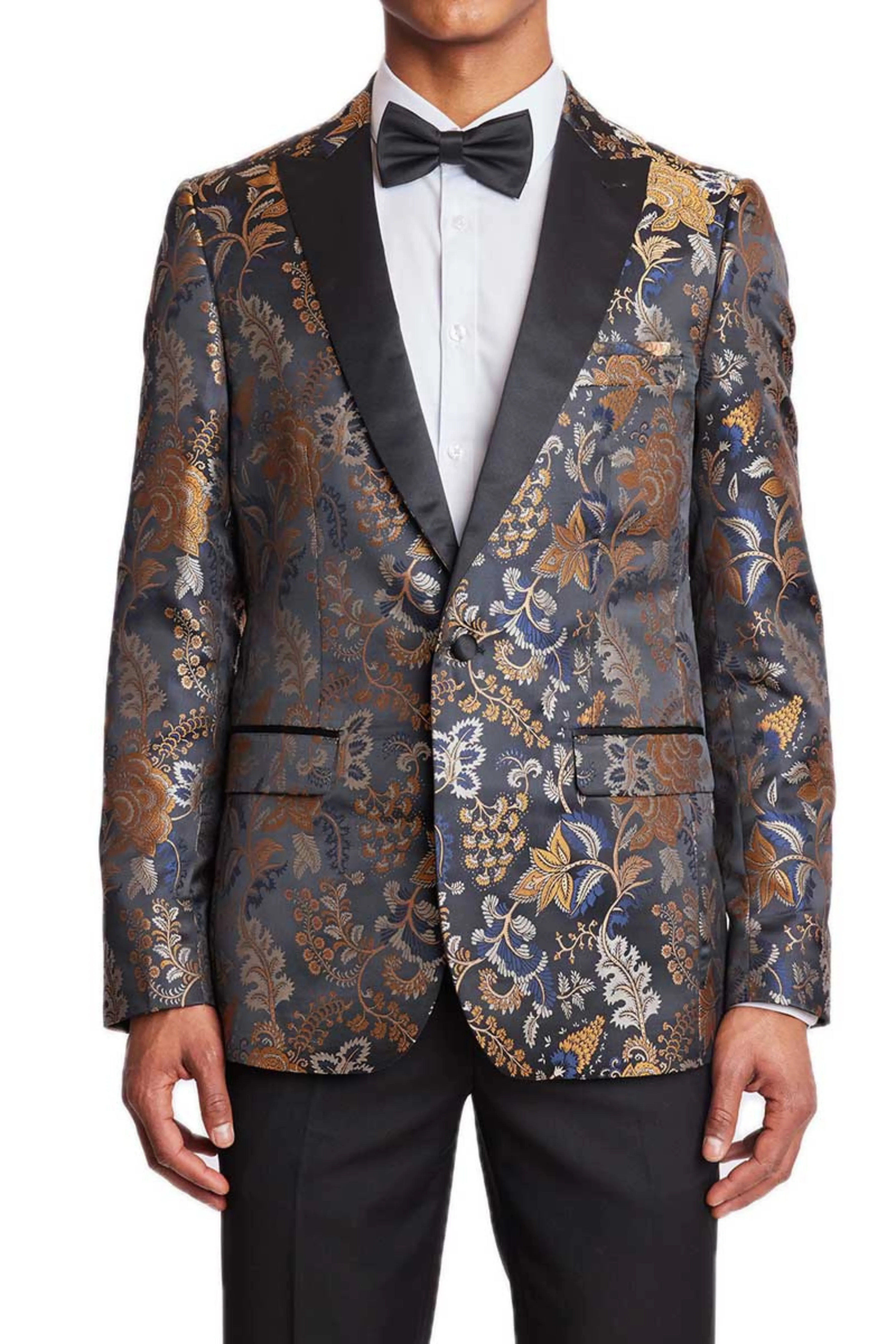Grosvenor Peak Tux Jacket - slim - Black Navy Gold