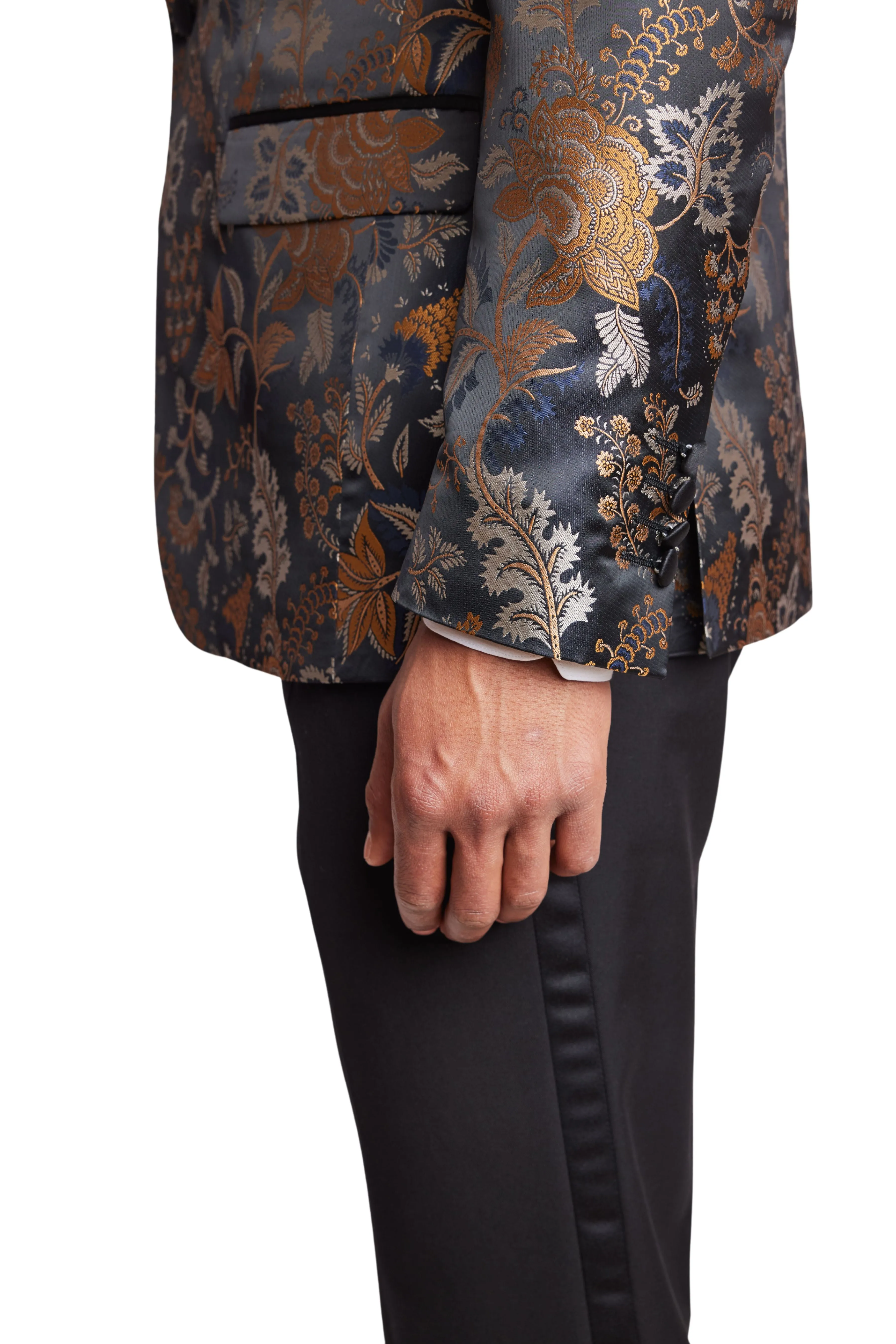 Grosvenor Peak Tux Jacket - slim - Black Navy Gold
