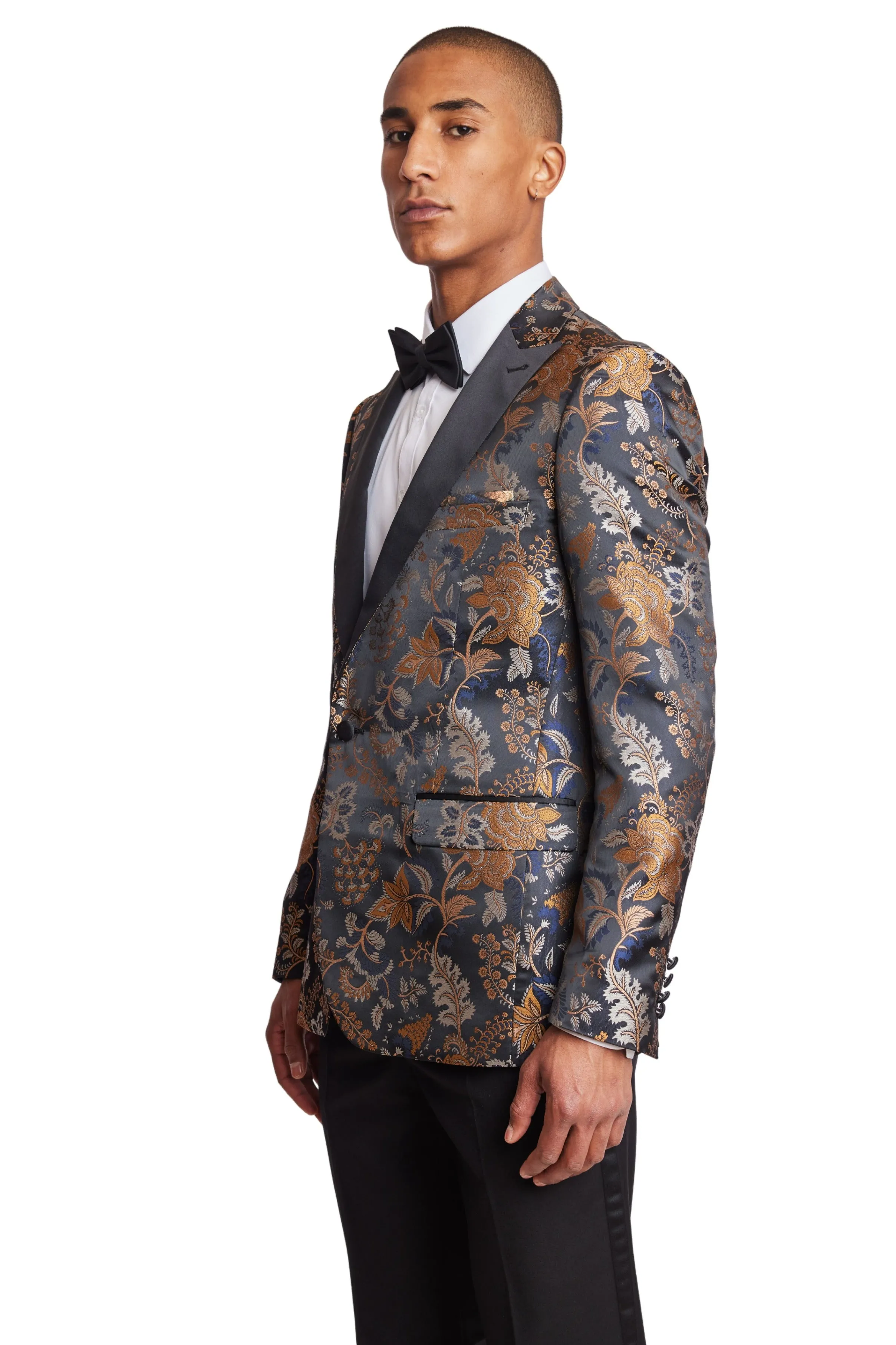 Grosvenor Peak Tux Jacket - slim - Black Navy Gold
