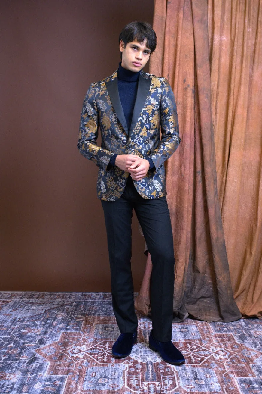 Grosvenor Peak Tux Jacket - slim - Black Navy Gold