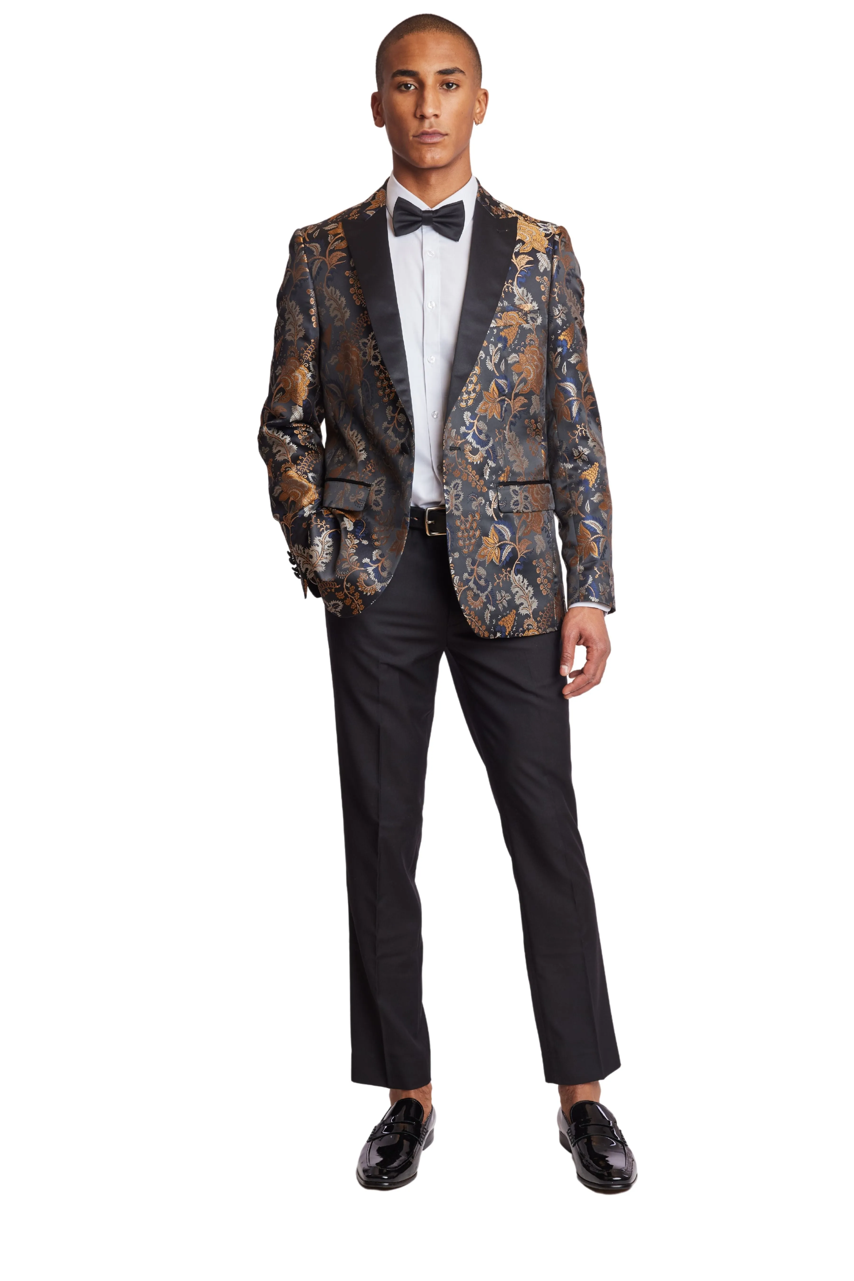Grosvenor Peak Tux Jacket - slim - Black Navy Gold