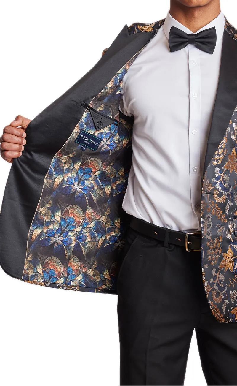 Grosvenor Peak Tux Jacket - slim - Black Navy Gold