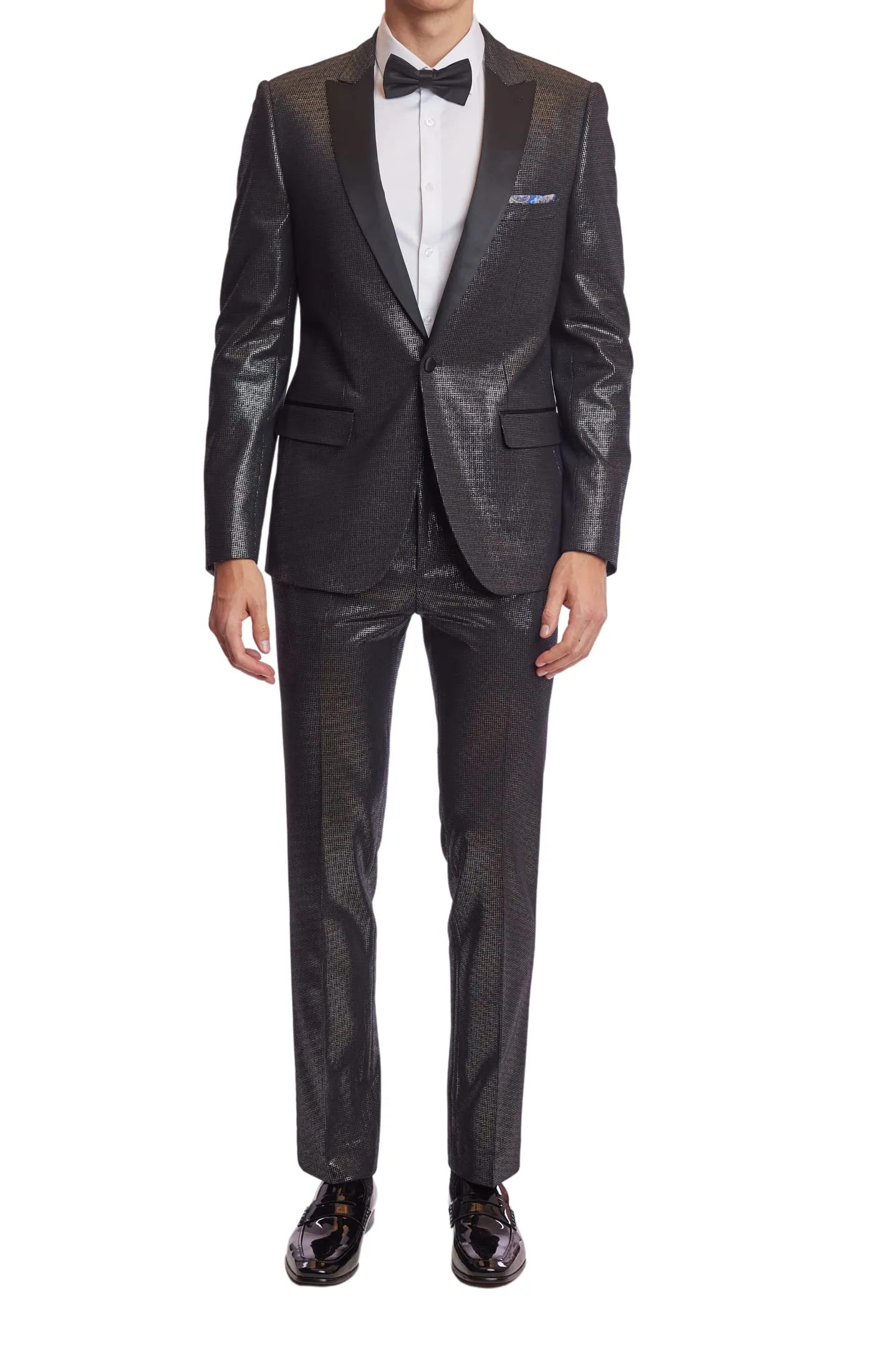 Grosvenor Peak Tux Jacket - slim - Black Silver Knit