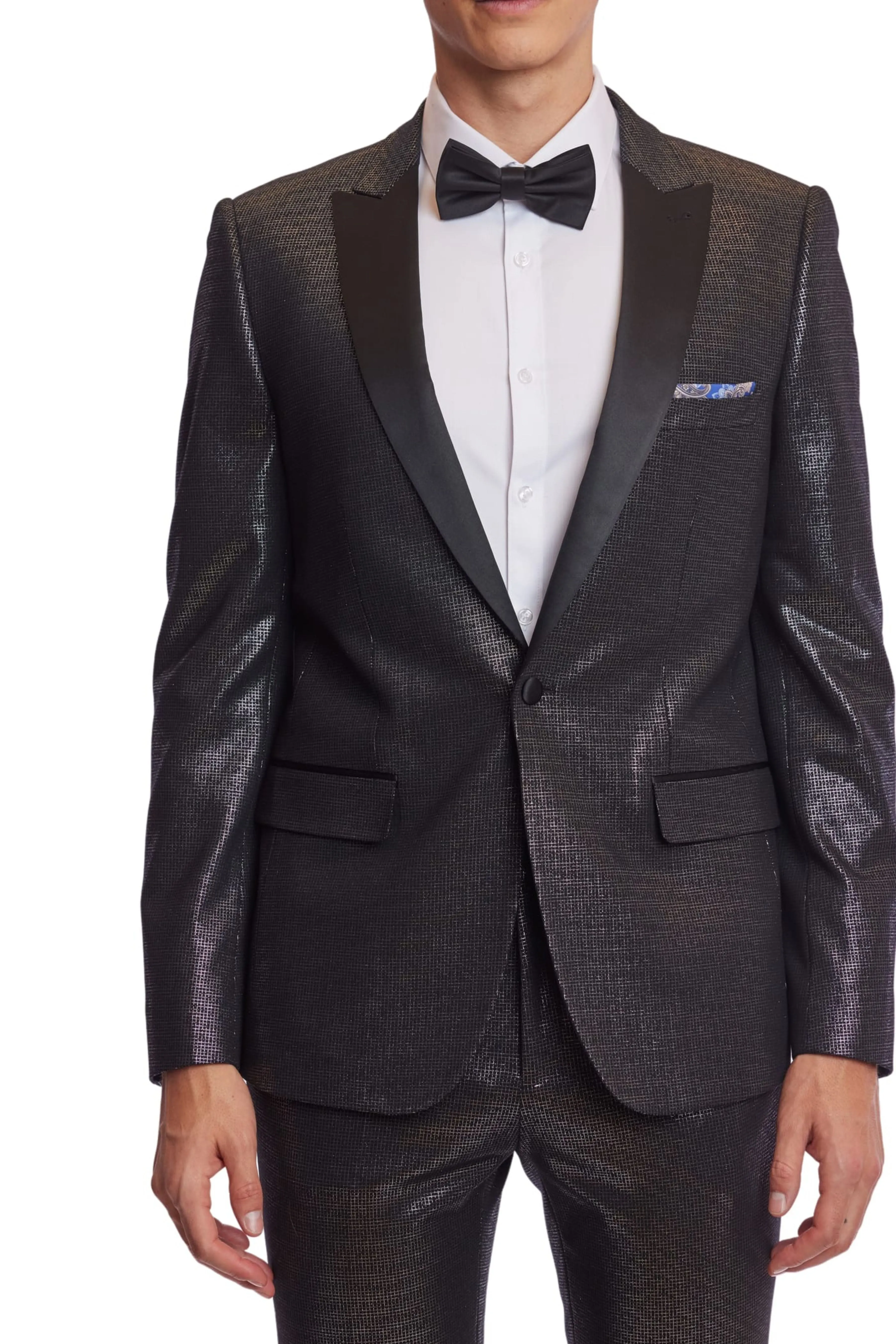Grosvenor Peak Tux Jacket - slim - Black Silver Knit
