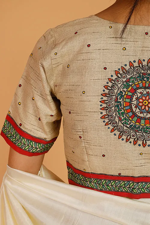 Gubbaro Handpainted Madhubani 'Mithila Motif' Cotton Blouse
