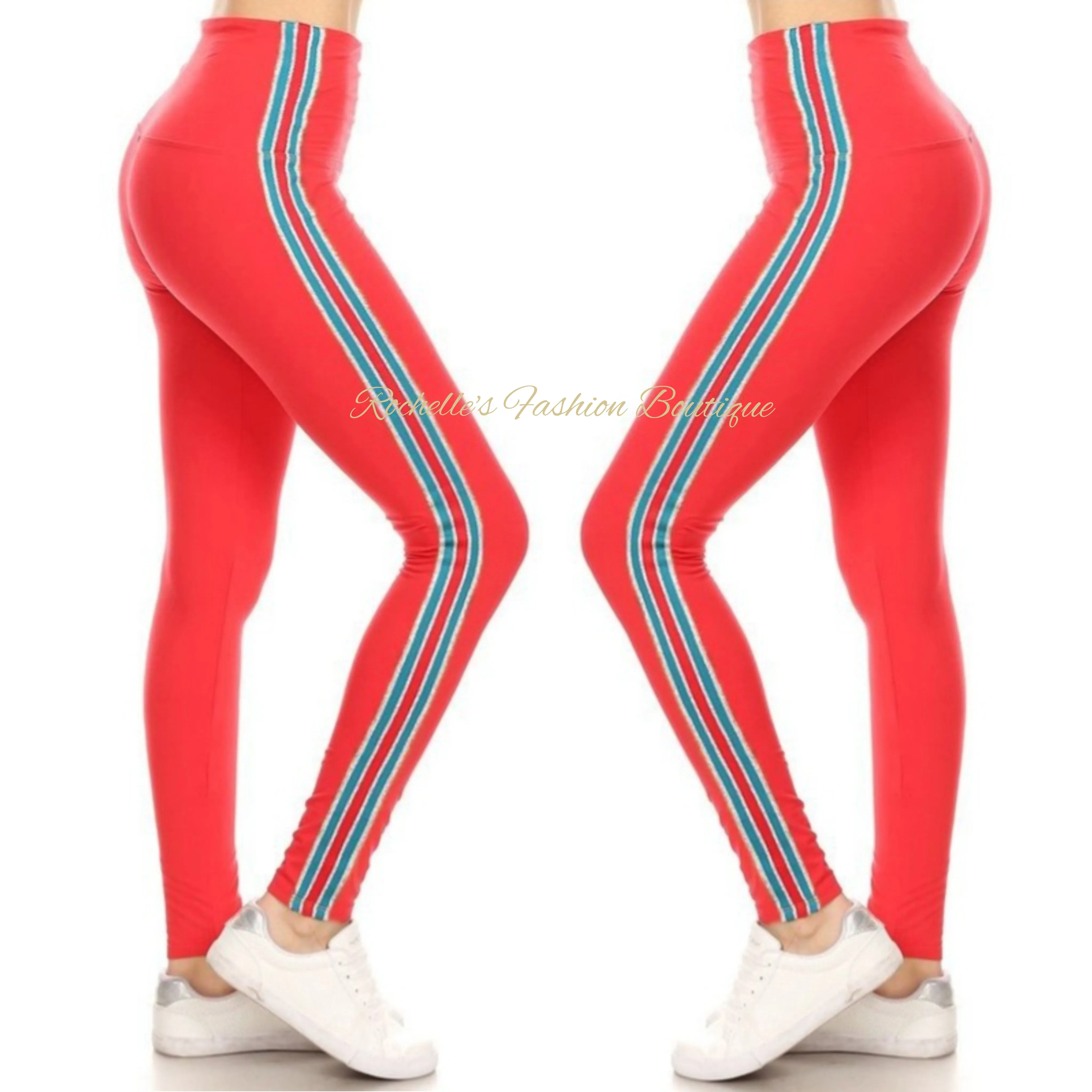 High Waist Mustard & Grey Stripe Legging