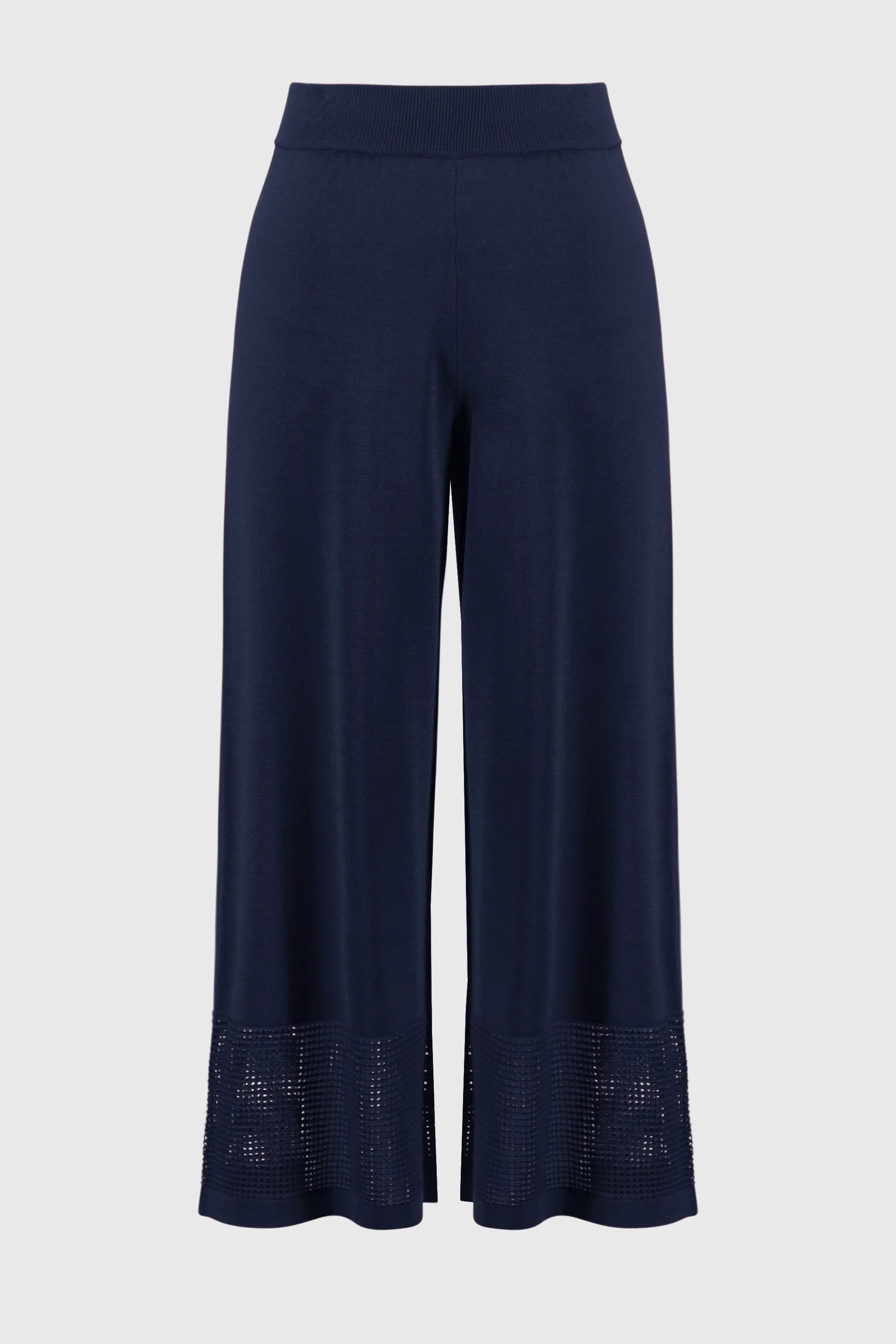Joseph Ribkoff Midnight Blue Sweater Knit Culotte with Pointelle Detail