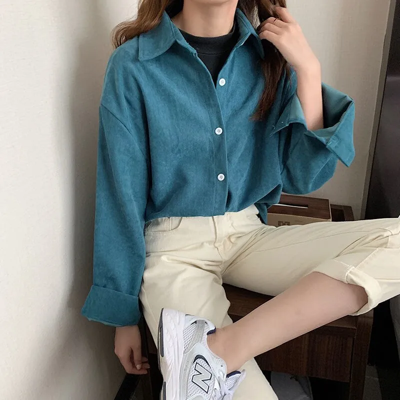 Joskaa Christmas Gift Shirts Women Solid Elegant All-match Autumn Colorful Chic Korean Style Retro Simple OL New Fashion Loose Shirt Leisure Ulzzang