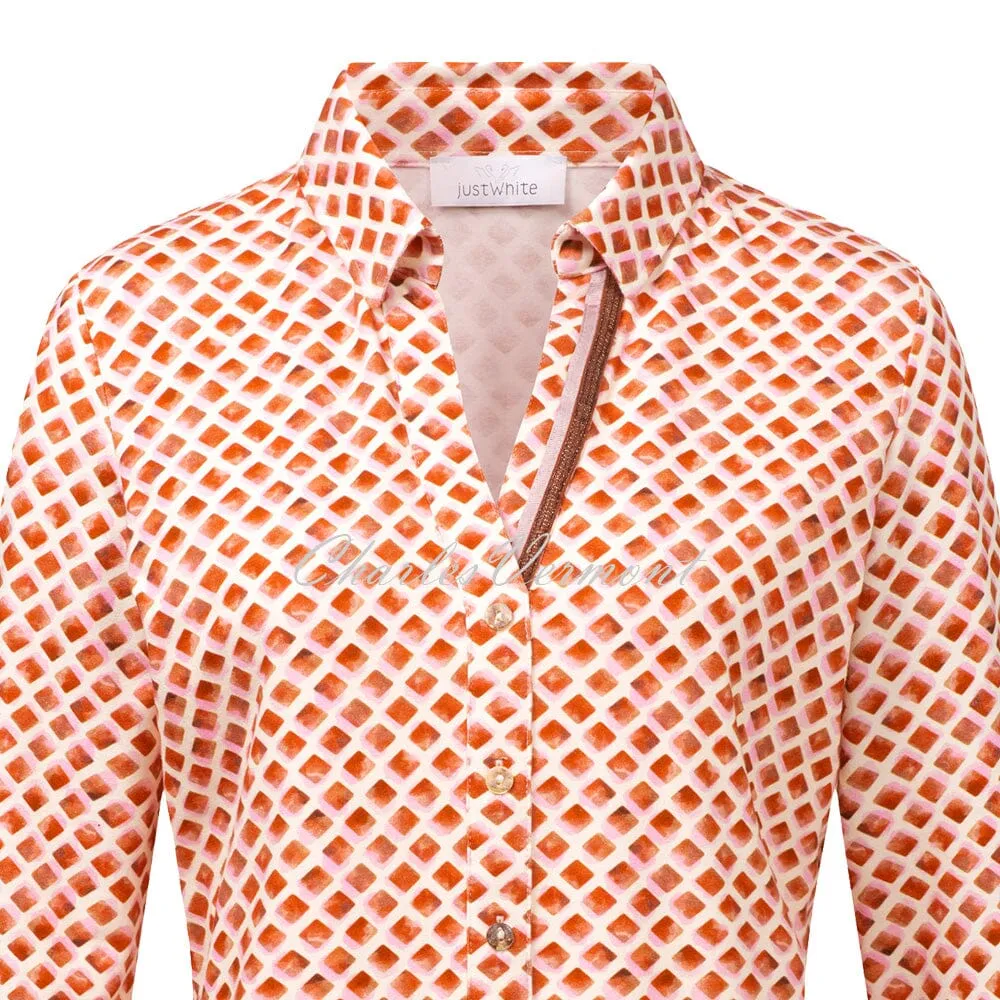 Just White Long Sleeve Blouse - Style J1045